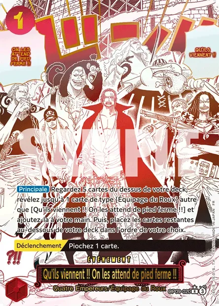 Qu'ils viennent !! On les attend de pied ferme !!, carte One Piece OP09-020 — extension LES NOUVEAUX EMPEREURS