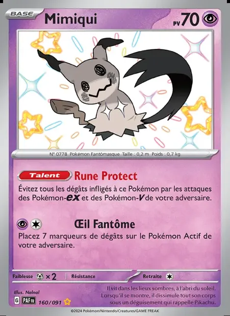 Mimiqui, carte Pokémon PAF 160 — extension Destinées de Paldea