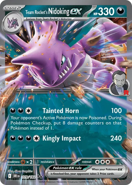 Team Rocket's Nidoking ex, Pokémon card DRI 119 — Destined Rivals set