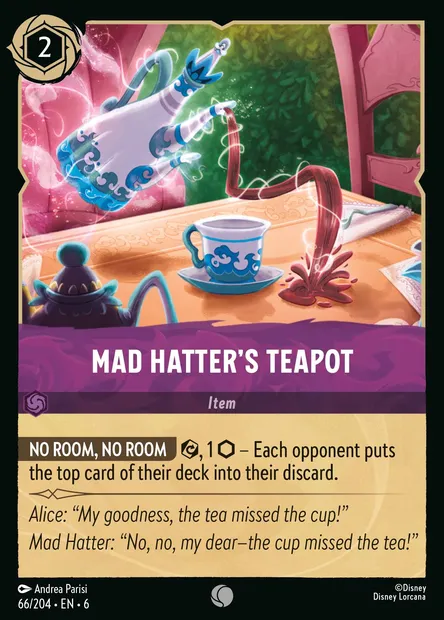 Mad Hatter's Teapot, Disney Lorcana card CH6-066 — Azurite Sea set