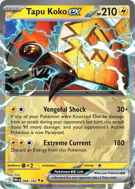Tapu Koko ex, Pokémon card PAR 068 — Paradox Rift set