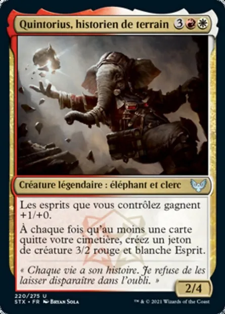 Quintorius, historien de terrain, carte Magic STX 220 — extension Strixhaven: l'Académie des Mages