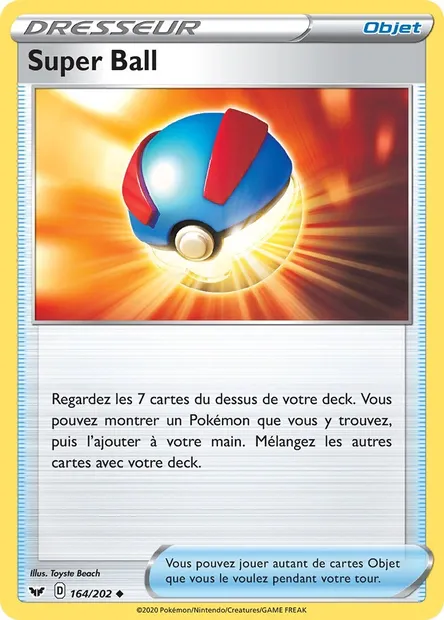 Super Ball, carte Pokémon SSH 164 — extension Épée et Bouclier
