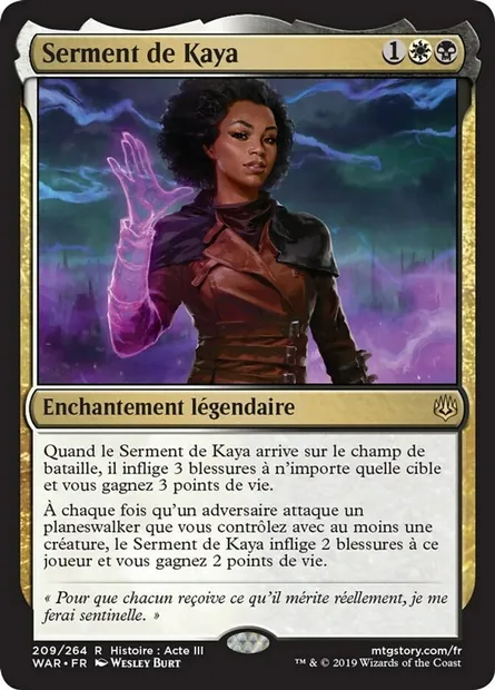 Serment de Kaya, carte Magic WAR 209 — extension La guerre des Planeswalkers