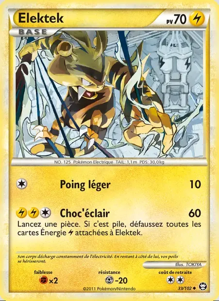 Elektek, carte Pokémon TM 33 — extension Triomphant