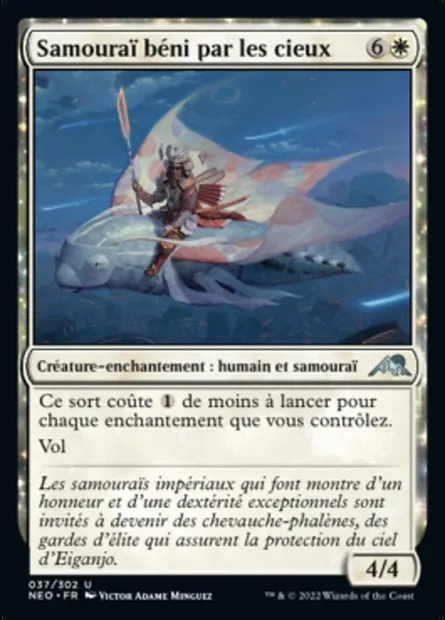 Samouraï béni par les cieux, carte Magic NEO 37 — extension Kamigawa: La Dynastie Néon