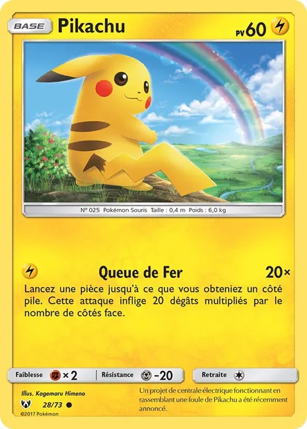 Pikachu, carte Pokémon SLG 28 — extension Légendes Brillantes