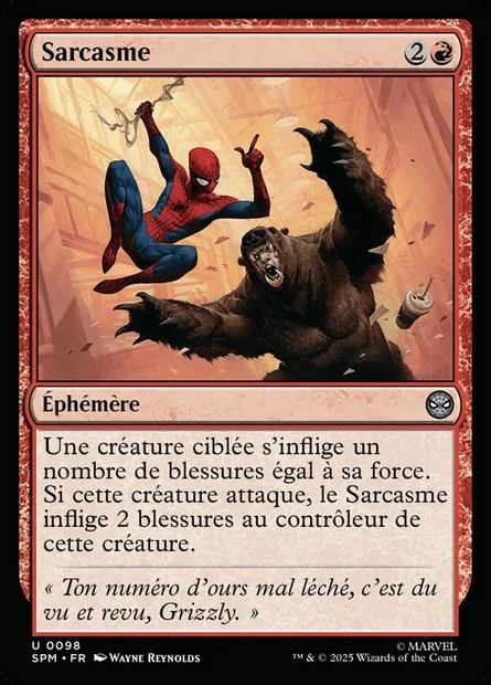 Sarcasme, carte Magic SPM 98 — extension Marvel's Spider-Man