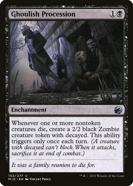 Ghoulish Procession, Magic card MID 102 — Innistrad: Midnight Hunt set