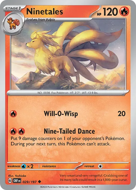 Ninetales, Pokémon card OBF 029 — Obsidian Flames set