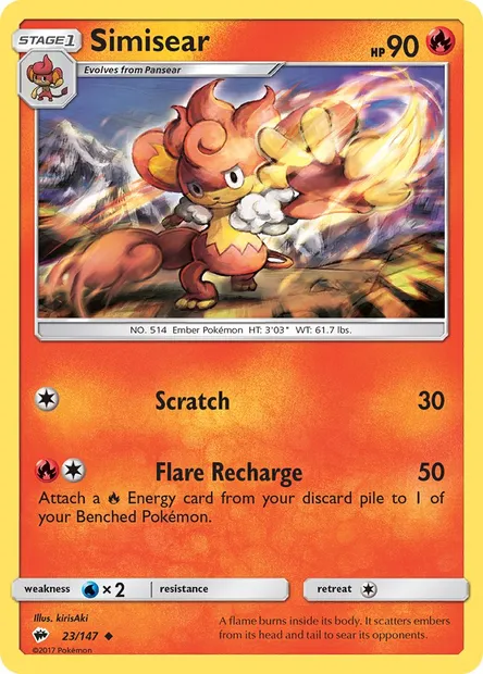 Simisear, Pokémon card BUS 23 — Burning Shadows set