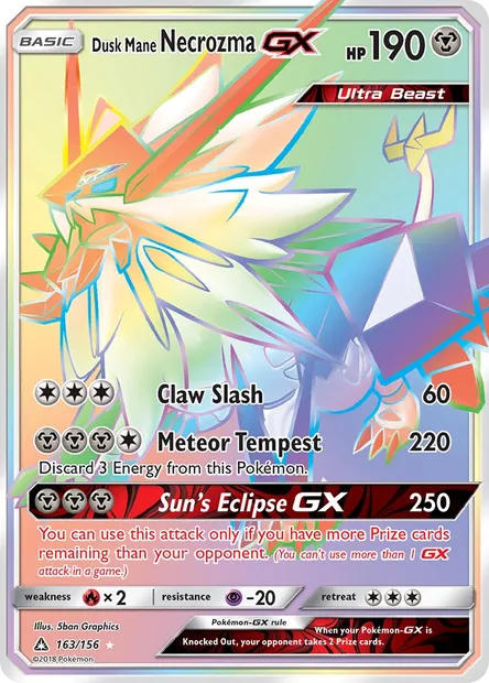 Dusk Mane Necrozma GX, Pokémon card UPR 163 — Ultra Prism set