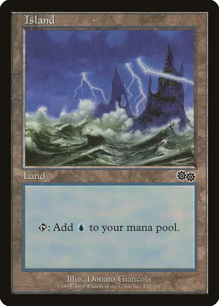 Island, Magic card USG 335 — Urza's Saga set