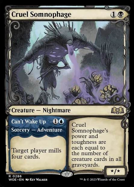 Somnophage cruel // Impossible de se réveiller, carte Magic WOE 286 — extension Wilds of Eldraine