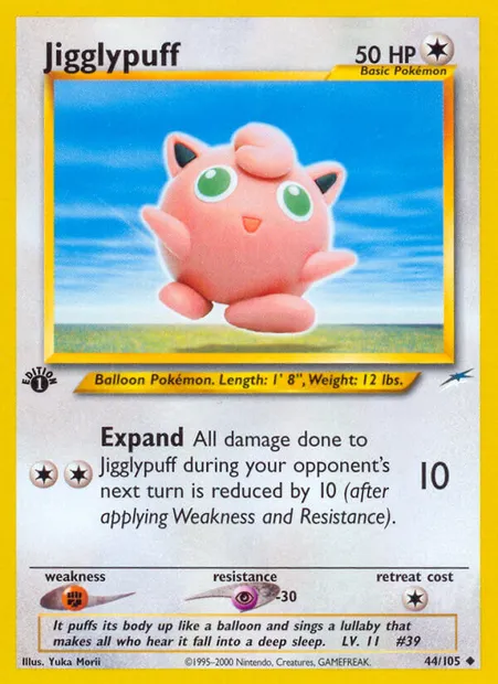 Jigglypuff, Pokémon card NDE 44 — Neo Destiny set