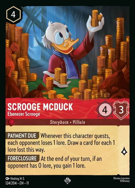 Scrooge McDuck - Ebenezer Scrooge, Disney Lorcana card CH11-124 — Winterspell set