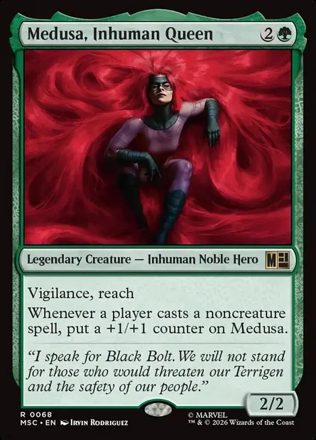 Medusa, Inhuman Queen, Magic card MSC 68 — Marvel Super Heroes Commander set