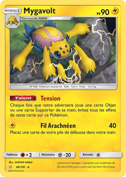 Mygavolt, carte Pokémon TEU 48 — extension Duo de Choc