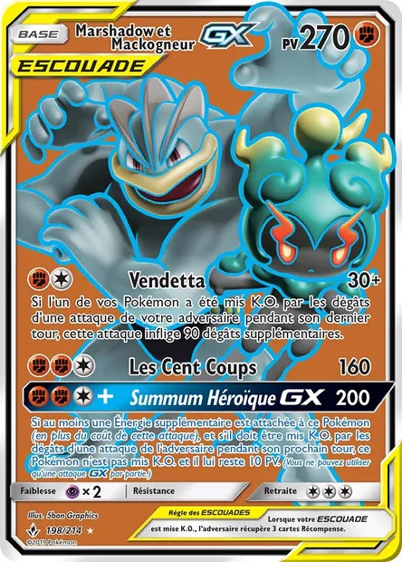 Marshadow et Mackogneur GX, carte Pokémon UNB 198 — extension Alliance Infaillible
