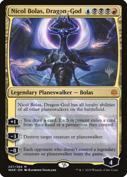 Nicol Bolas, Dragon-dieu, carte Magic PWAR 207p — extension War of the Spark Promos