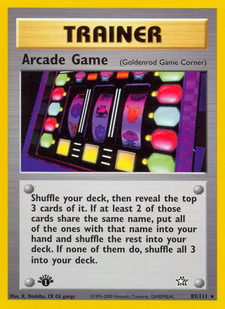 Arcade Game, Pokémon card NG 83 — Neo Genesis set