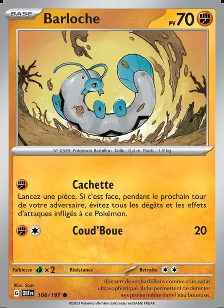 Barloche, carte Pokémon OBF 108 — extension Flammes Obsidiennes