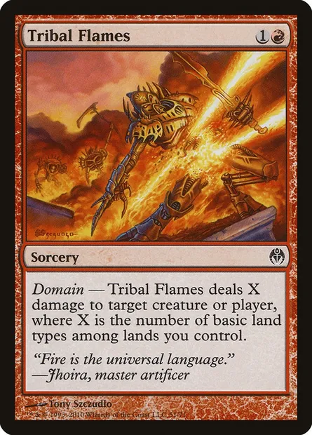 Tribal Flames, Magic card DDE 51 — Duel Decks: Phyrexia vs. the Coalition set
