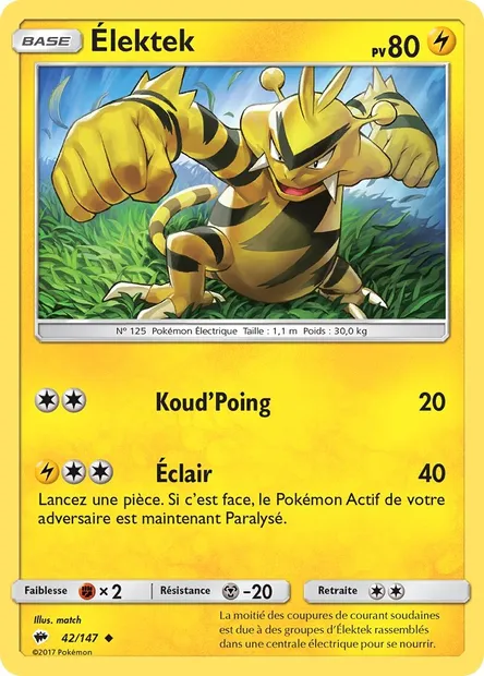 Élektek, carte Pokémon BUS 42 — extension Ombres Ardentes