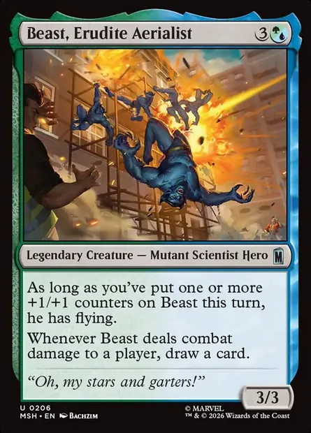 Beast, Erudite Aerialist, Magic card MSH 206 — Marvel Super Heroes set