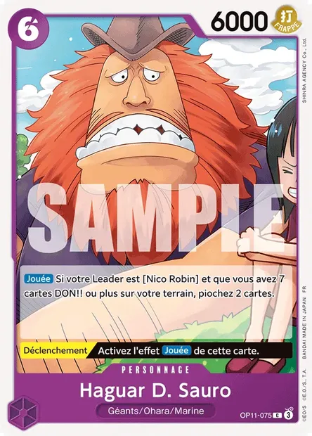 Haguar D. Sauro, carte One Piece OP11-075 — extension DES POINGS VIFS COMME L'ÉCLAIR