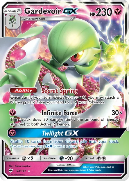 Gardevoir GX, Pokémon card BUS 93 — Burning Shadows set