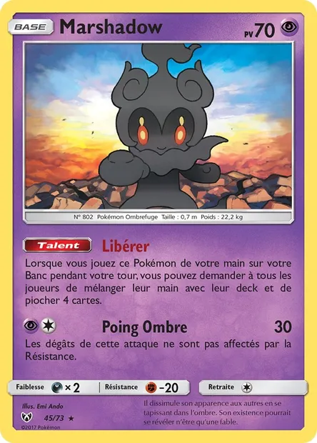 Marshadow, carte Pokémon SLG 45 — extension Légendes Brillantes