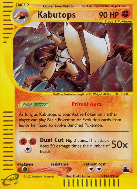 Kabutops, carte Pokémon SK H13 — extension Skyridge