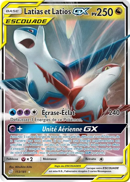 Latias et Latios GX, carte Pokémon TEU 113 — extension Duo de Choc