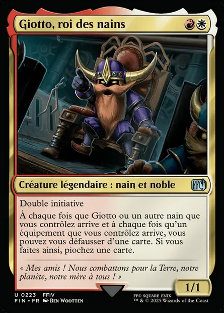 Giotto, roi des nains, carte Magic FIN 223 — extension Final Fantasy