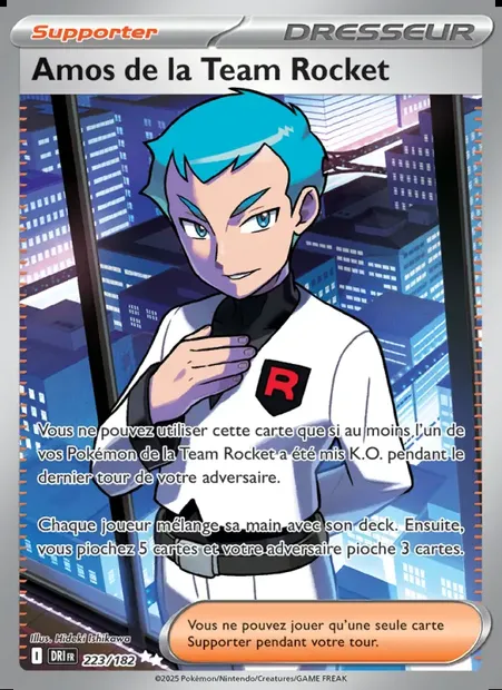 Amos de la Team Rocket, carte Pokémon DRI 223 — extension Rivalités Destinées