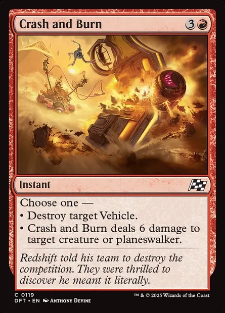 Crash and Burn, Magic card DFT 119 — Aetherdrift set