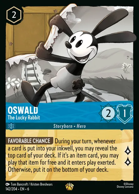Oswald - The Lucky Rabbit, Disney Lorcana card CH6-142 — Azurite Sea set