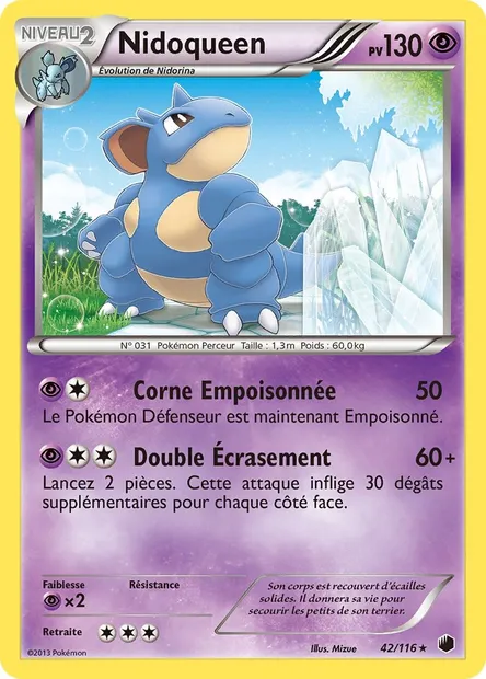 Nidoqueen, carte Pokémon PLF 42 — extension Glaciation Plasma