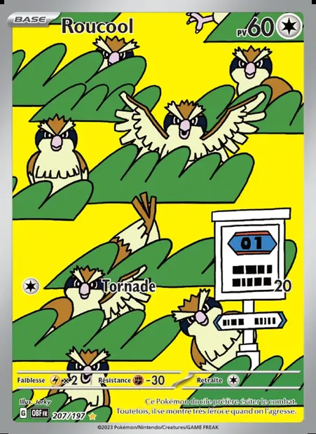 Roucool, carte Pokémon OBF 207 — extension Flammes Obsidiennes