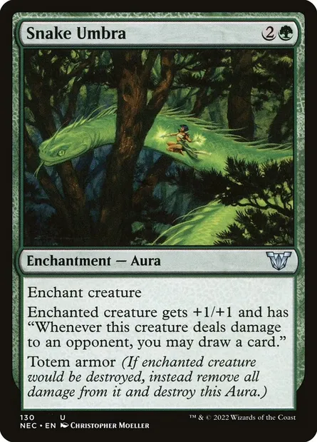 Snake Umbra, Magic card NEC 130 — Neon Dynasty Commander set