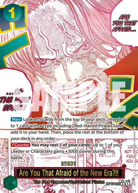 Are You That Afraid of the New Era?!!, One Piece card OP17-037 — THE WORLD’S STRONGEST WARRIORS set