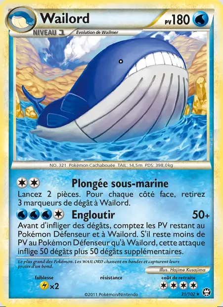 Wailord, carte Pokémon TM 31 — extension Triomphant