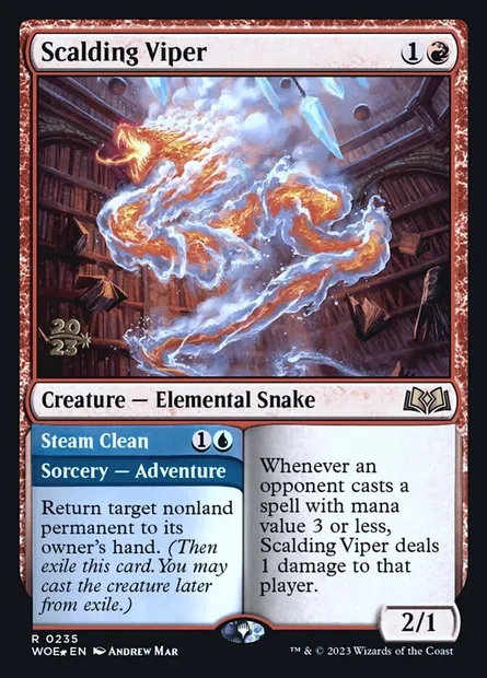 Scalding Viper // Steam Clean, Magic card PWOE 235s — Wilds of Eldraine Promos set