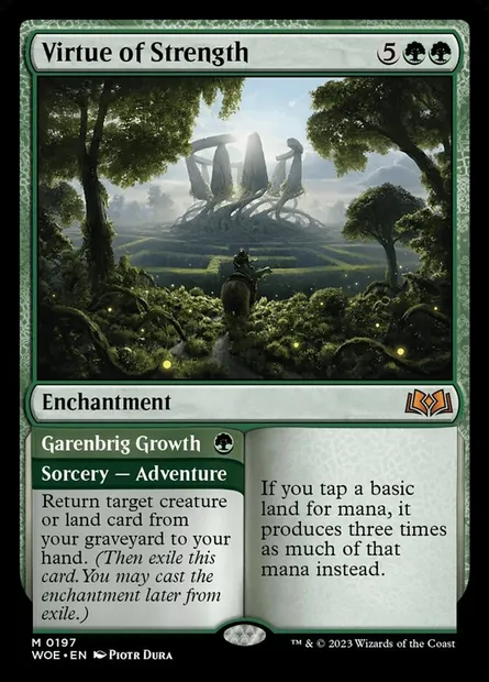 Virtue of Strength // Garenbrig Growth, Magic card WOE 197 — Wilds of Eldraine set