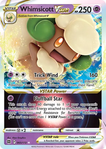 Whimsicott VSTAR, Pokémon card BRS 065 — Brilliant Stars set