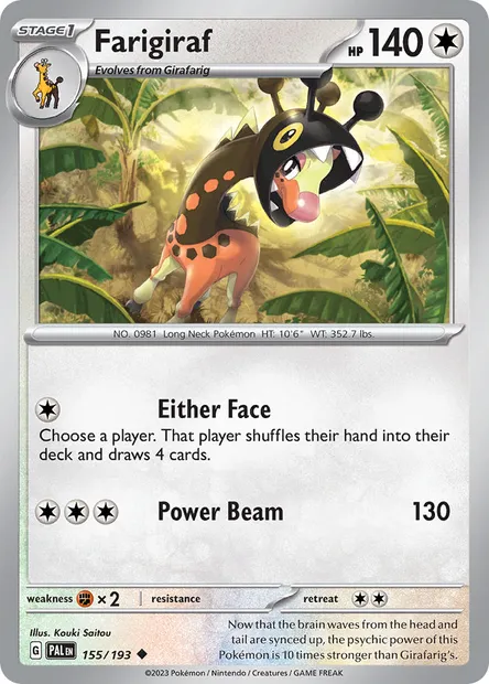 Farigiraf, Pokémon card PAL 155 — Paldea Evolved set
