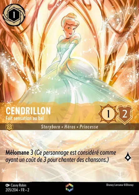 Cendrillon - Fait sensation au bal, carte Disney Lorcana CH2-205 — extension L'Ascension des Floodborn