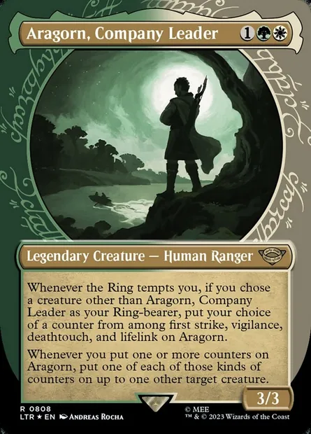 Aragorn, chef de la compagnie, carte Magic LTR 808 — extension Le Seigneur des Anneaux : chroniques de la Terre du Milieu