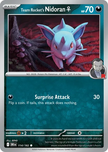 Team Rocket's Nidoran♀, Pokémon card DRI 114 — Destined Rivals set